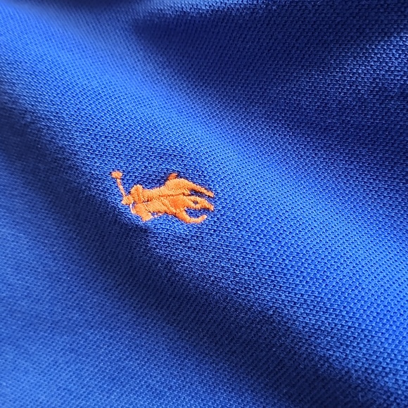 POLO RALPH LAUREN ROYAL BLUE WITH NEON ORANGE LOGO XL MEN'S POLO SHIRT - Picture 3 of 8